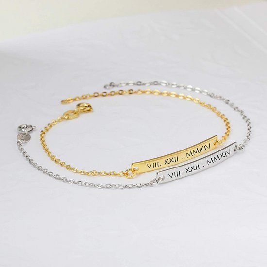 roman numeral bar bracelet in sterling silver
